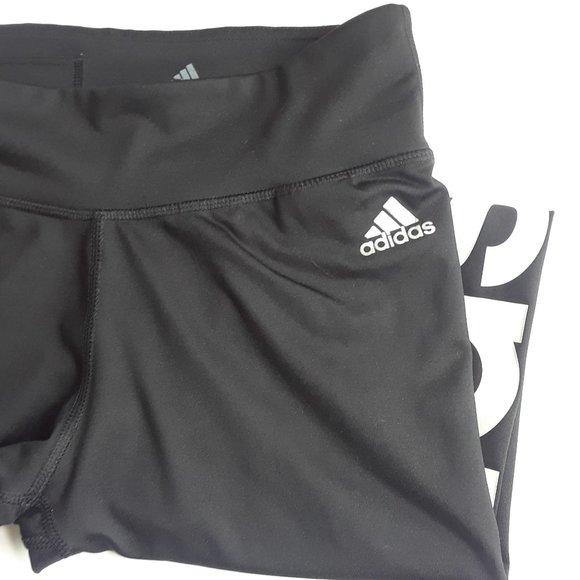 EUC Adidas black with white logo leggings/work out pants - Picture 1 of 3